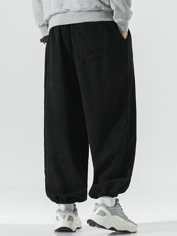 Pantalones jogger casuales sueltos de pana para hombre-3