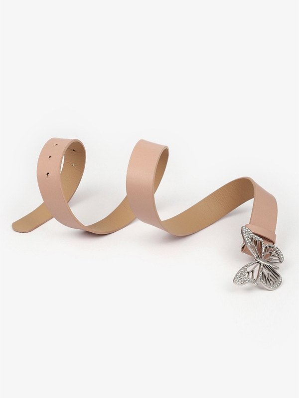 Cinturón de piel sintética con mariposa de diamantes de imitación-2