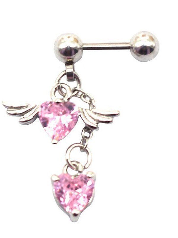 Pendiente de gota de corazón alado de 1 pieza-1