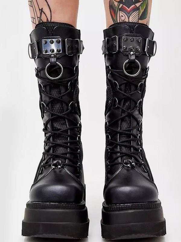 Botas moteras con tiras y plataforma-1