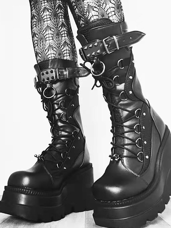 Botas moteras con tiras y plataforma-3