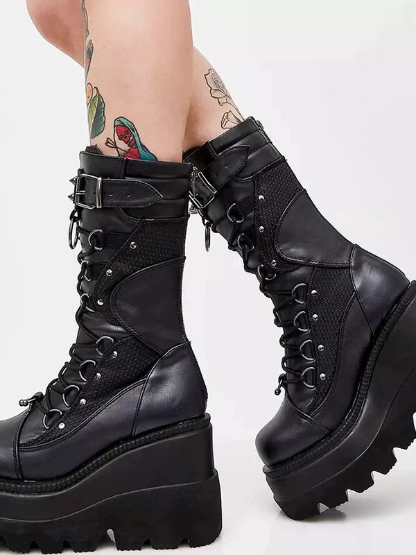 Botas moteras con tiras y plataforma-2